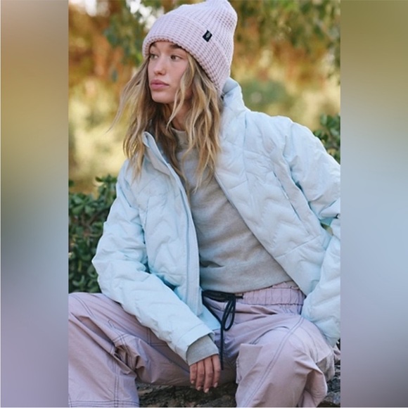 Free People Gettin Lost Packable Puffer Jacket In Artic Snow Size Large NWT